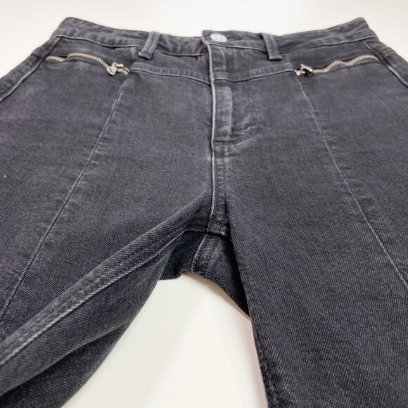 PAIGE Sarah Slim Leg High Rise Ankle Jean Zip Pockets Raw Hem Virgo Black 27 - Picture 6 of 9